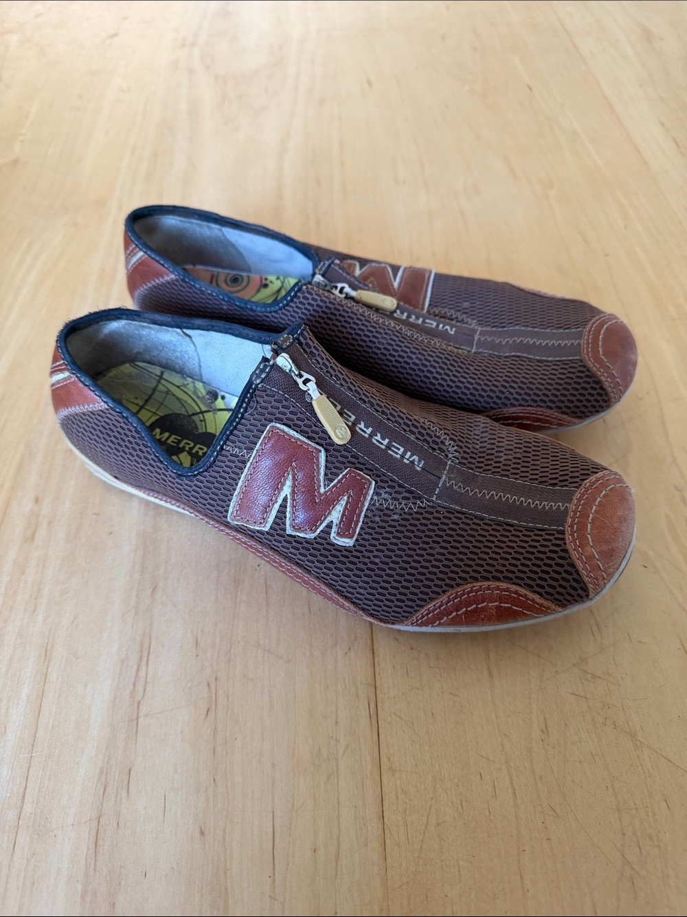 Merrell Brown Mesh Zip Slip-On Loafers